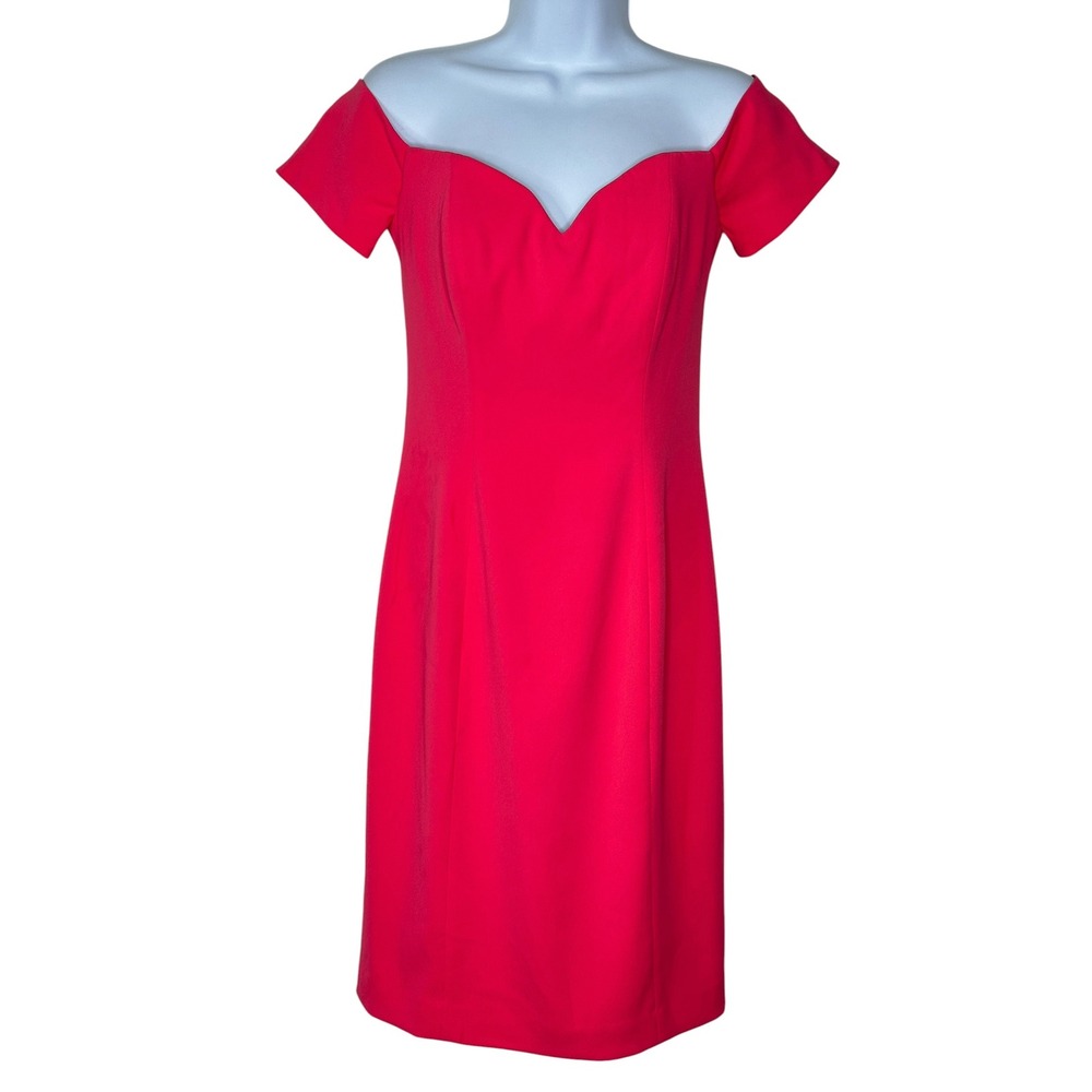 Badgley Mischka Sheath Dress 2 Pink Off Shoulder Sweetheart Cocktail Formal